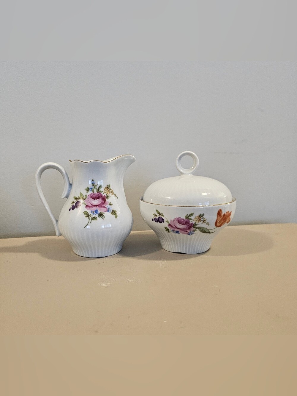 Vintage, JLMenau Graf Von Henneberg Porcelain Creamer and Covered Sugar Bowl